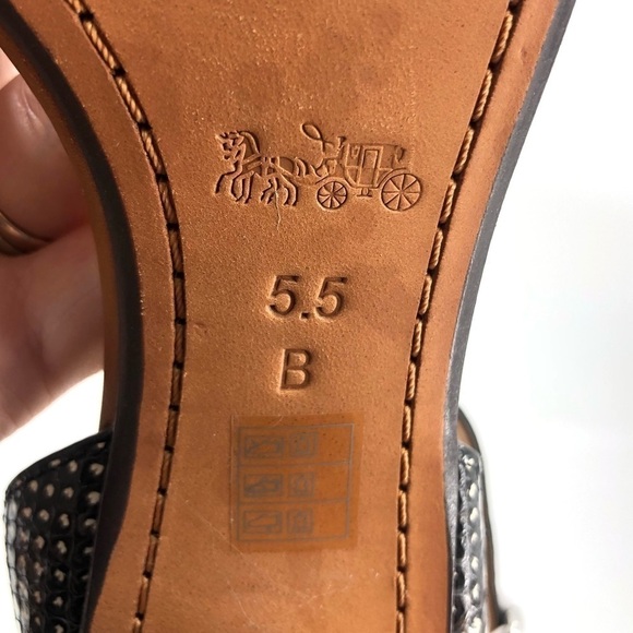 Coach Paige Chunky Heels With Snakeskin Brown Leather Ankle Strap Sandals Sz 5.5 - Picture 9 of 11